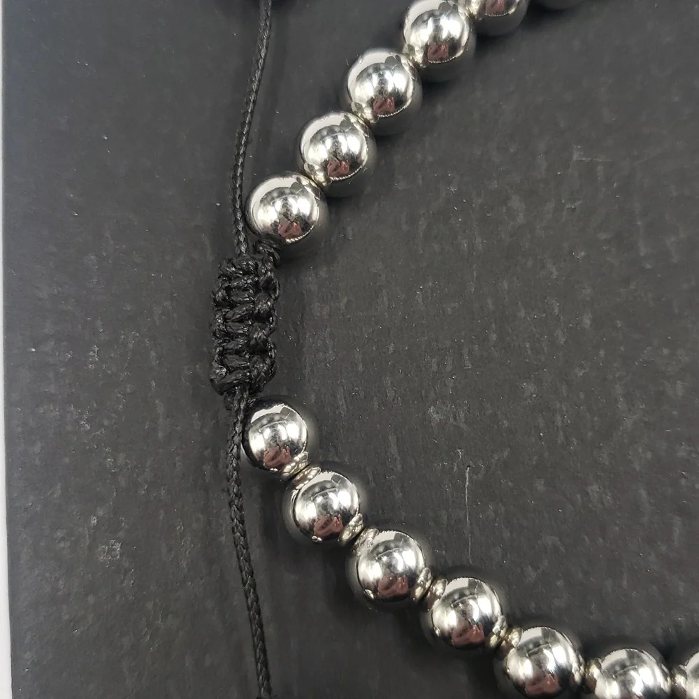 Men's Stainless Steel Adjustable Beaded with Lord's Prayer Bracelet